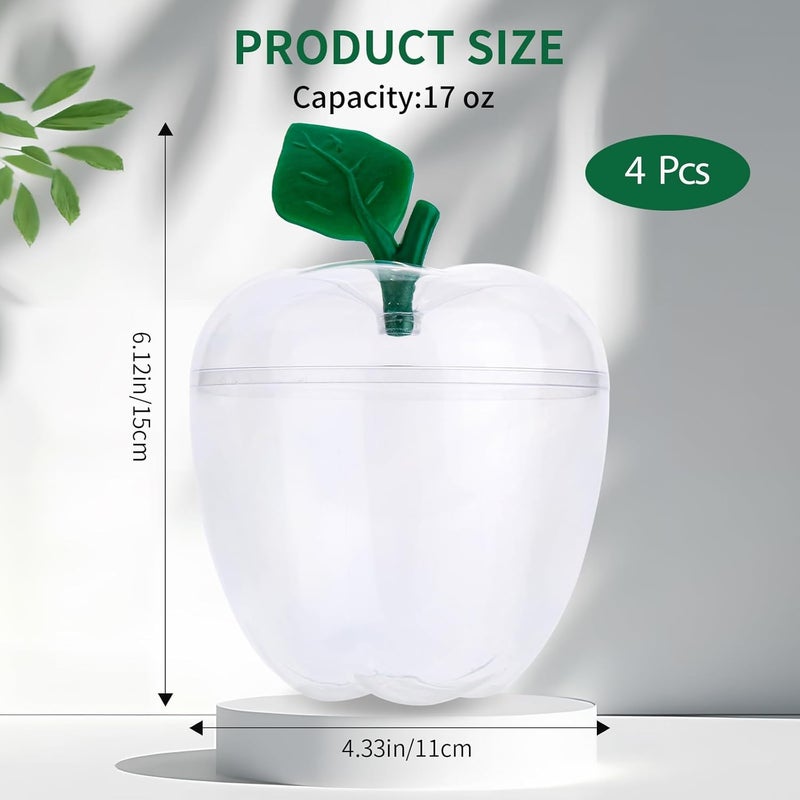 TABGACH Large Clear Apple Container 4 Pack,Plastic Apple Boxes Filling Containers Jar Classroom Wedding Party Christmas Decorations,Candy Jar Back To School Teacher Appreciation Gifts Christmas Gift - Image 2